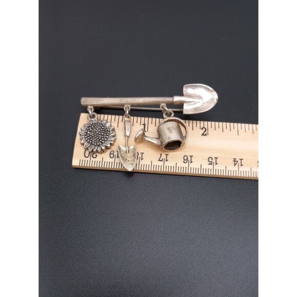 Sterling silver REO watering can and 925 Gardening Brooches Green Thumb Gift! - Picture 8 of 9